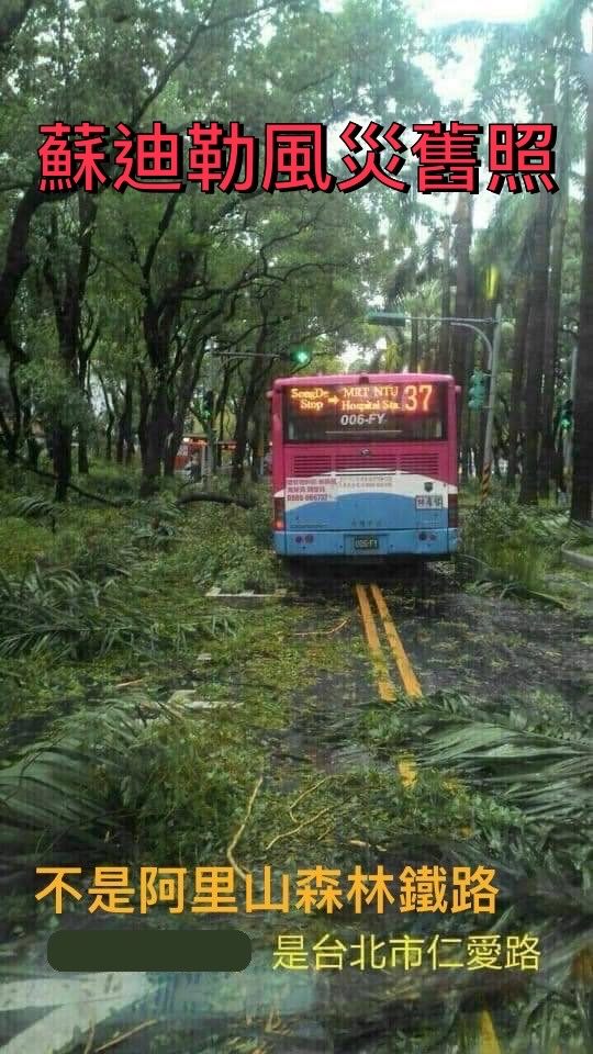 李男發布樹枝在台北市道路上散落一片的畫面，並稱是凱米颱風造成的。圖/取自台北市政府網站