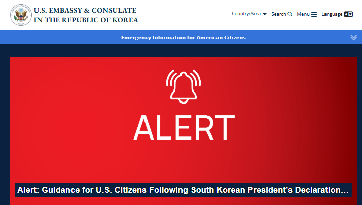 【韓國短命戒嚴】美國駐韓大使館發出公民緊急警報
