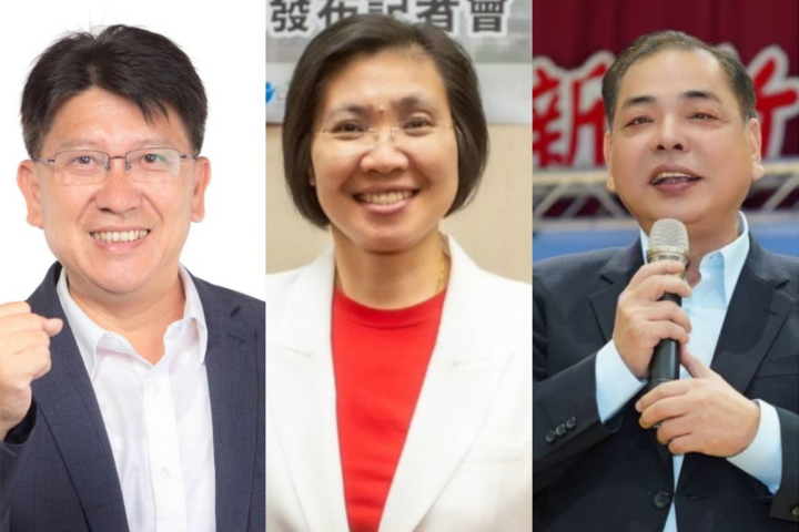 新竹縣如今也是三強鼎立,已表態參選者自左至右分別是立委林思銘、徐欣瑩、副縣長陳見賢。圖/取自臉書
