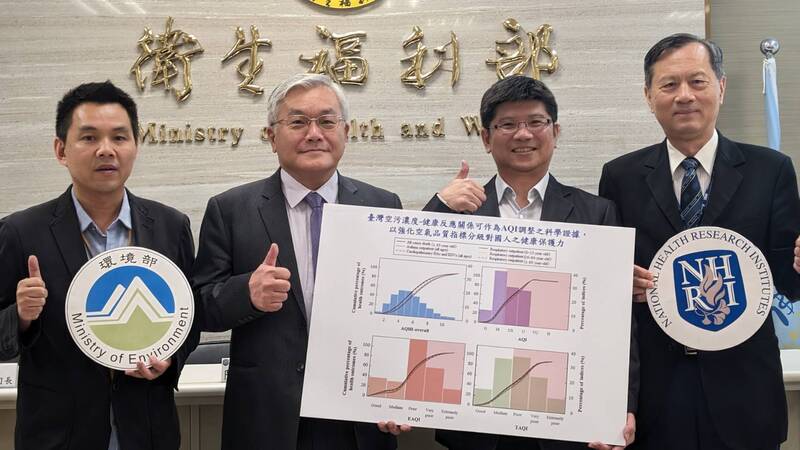 國衛院今天（13日）召開「實證研究推動改善台灣空氣品質標準與指標」記者會，提出數據說明空污會對健康形成危害。圖/中央社