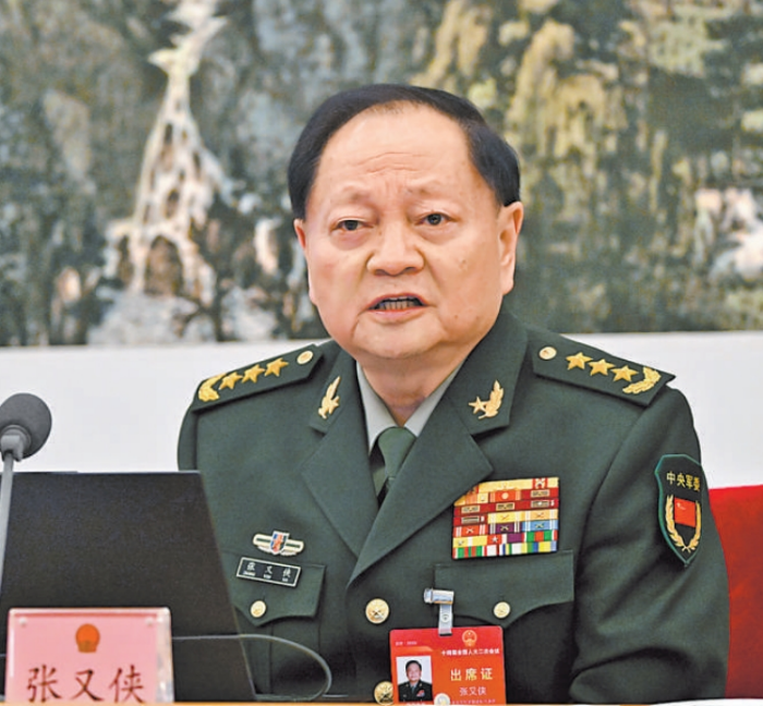 中共中央軍委副主席張又俠在兩會上，要求加強練兵備戰。圖／取自大陸國防部 