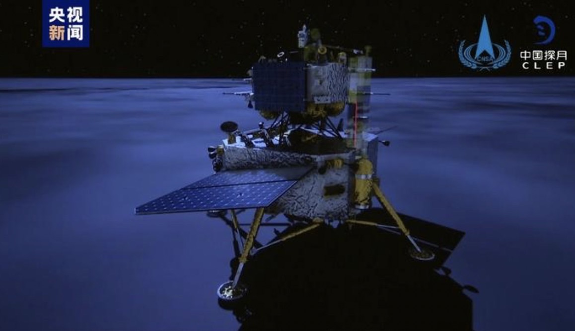 中國大陸已登月的嫦娥六號，已順利在月球背面取樣。 圖／取自央視