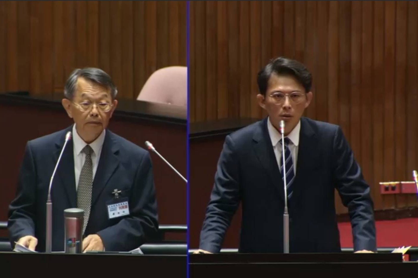 立法院9日舉行全院委員會，審查7位大法官被提名人。司法院長被提名人蔡秋明(左)接受民眾黨團總召黃國昌(右)詢問時，一問三不知遭嗆。圖/翻攝自國會頻道