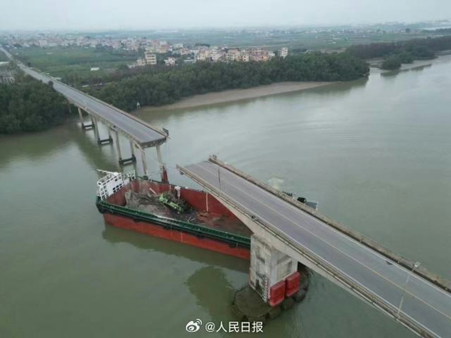大船撞斷橋！廣州瀝心沙大橋斷裂致5死