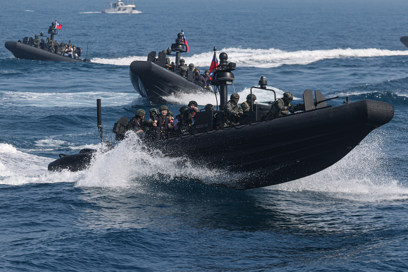 圖為海軍左營基地舉行113年春節加強戰備演練。取自中央社