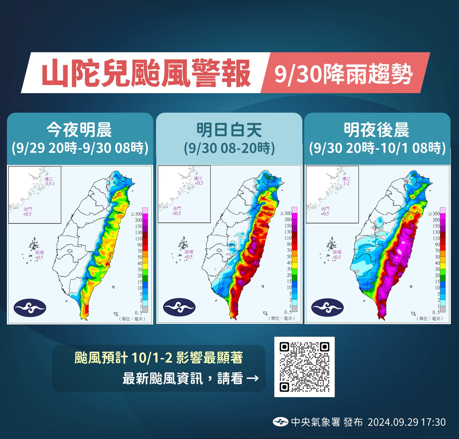 今天降雨區試圖。圖/取自中央氣象署