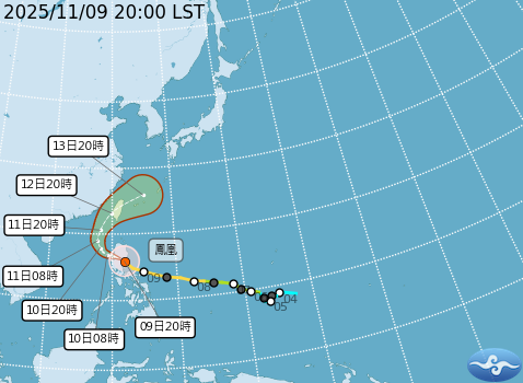 鳳凰颱風預測路徑圖。圖/取自中央氣象署