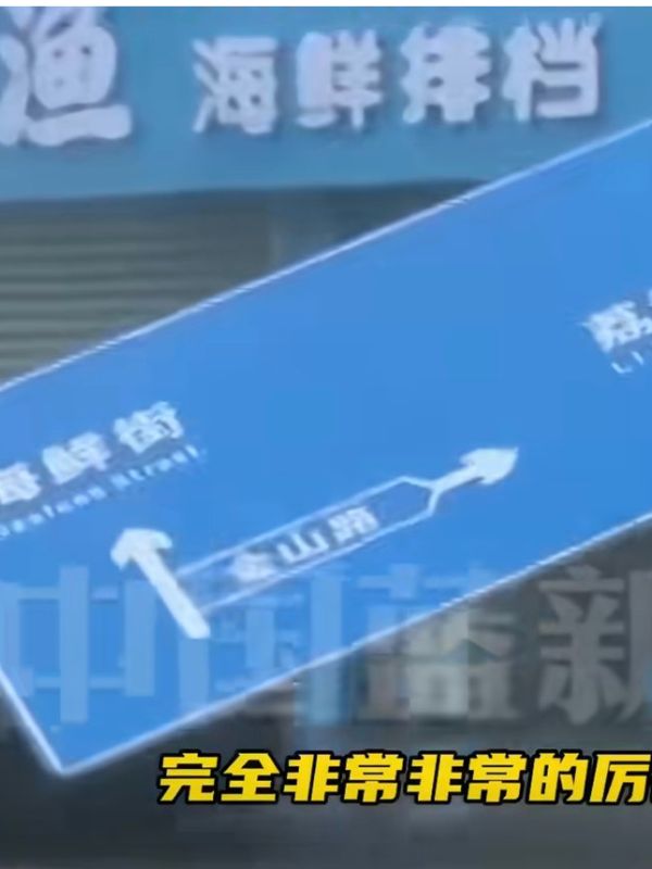 「白海豚」9日下午5時30分前後在浙江省台州市玉環市坎門街道沿海登陸，商店招牌也被強風吹落。圖/取自中國藍新聞影片