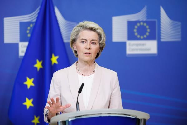 德國財長桑切斯責歐盟執委會主席馮德萊思（見圖，Ursula von der Leyen）不該引發與中國的貿易戰。圖／取自歐盟執委會官網