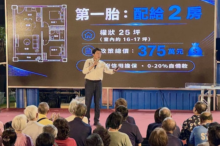 國民黨台南市長參選人謝龍介21日提出婚育宅政策。圖/謝龍介競辦提供