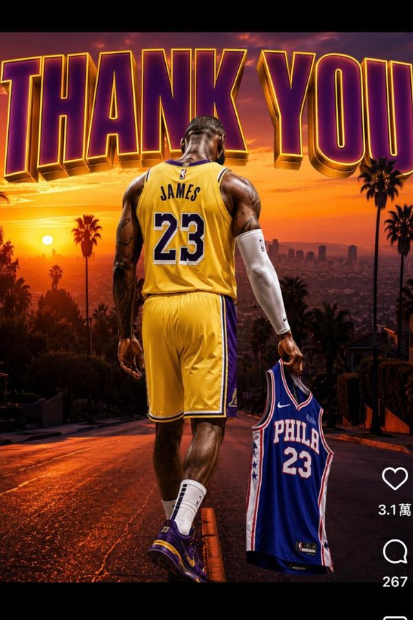 洛杉磯湖人也向NBA超級球星詹姆斯致謝，感謝他8個賽季的貢獻。圖/取自Los Angeles Lakers IG