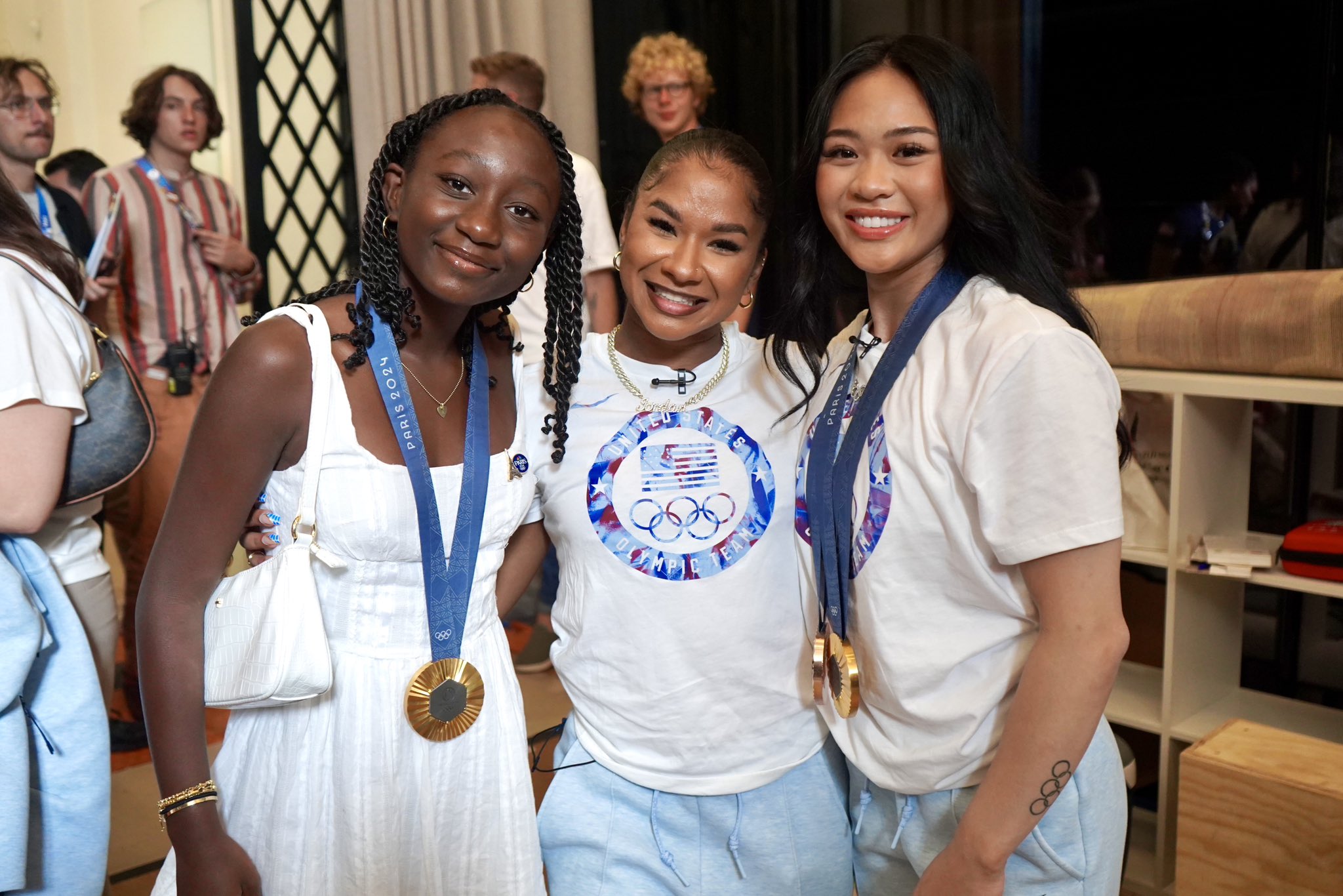 美國女子體操隊選手奇里斯（圖中，Jordan Chiles）在巴黎奧運期間賽事因申訴成功，讓她取代羅馬尼亞選手獲銅牌，但事後遭取消。圖／取自奇里斯X