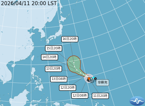 中度颱風辛樂克預測路徑。圖/取自中央氣象署