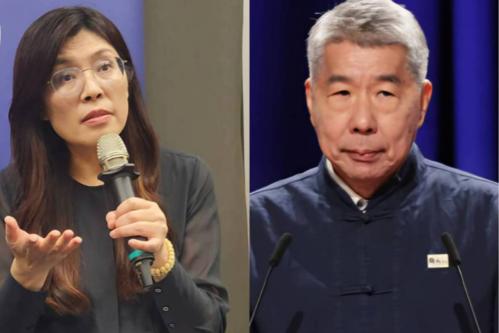 國民黨中央昨（7日）在台中市辦首場政見發表會，孫文學校總校長張亞中（右）場上聽到前立委鄭麗文提到「若當選將拜會高市早苗」，批評鄭對政黨外交有很大誤解。圖／取自臉書、中央社