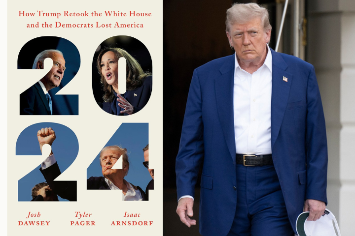 新書《2024》收錄的音檔內容，披露美國總統川普（右圖，取自白宮臉書）在去年一場私人募款會中，曾威脅中俄領袖。圖/取自Amazon網站