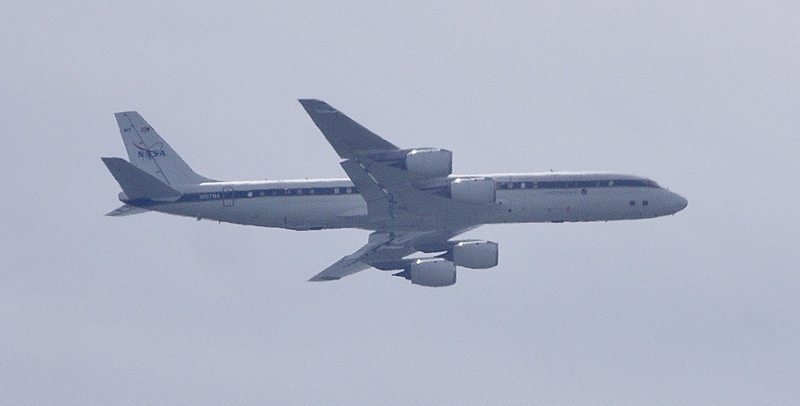 兩架NASA科研飛機（圖）15日在台灣中南部及東部地區空域進行約4小時空氣品質觀測。圖/ 中央社