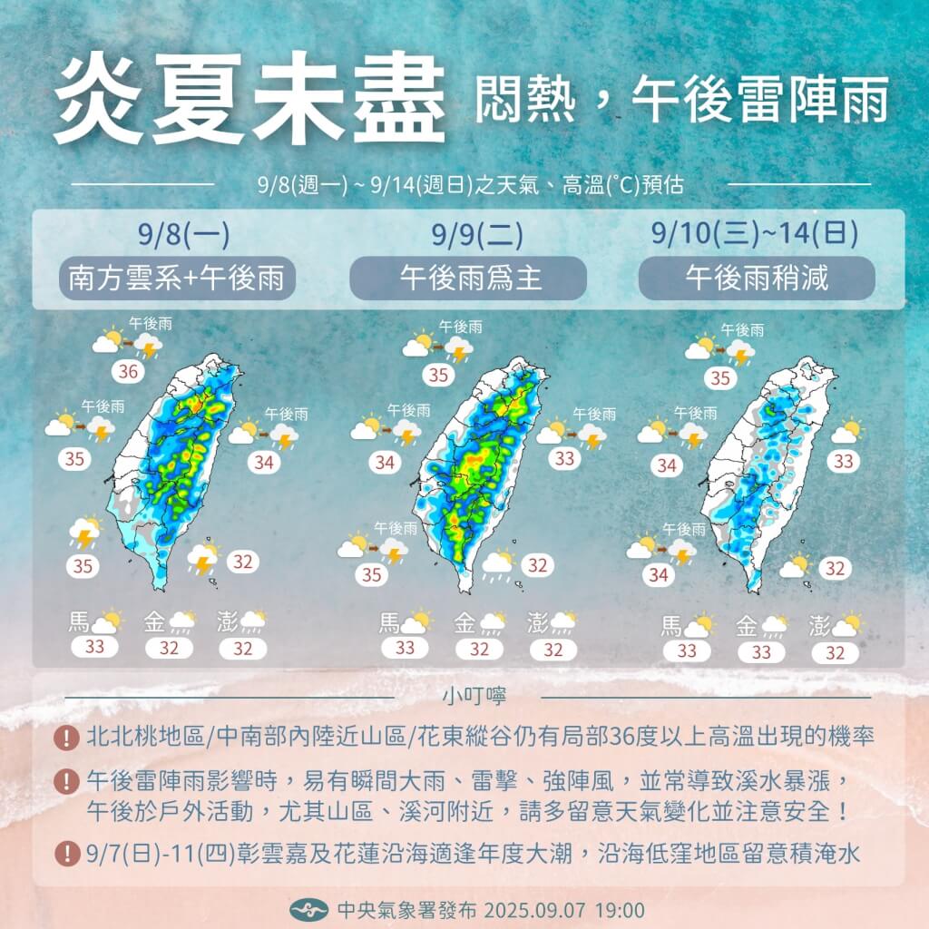 近期天氣變化趨勢。圖/取自中央氣象署