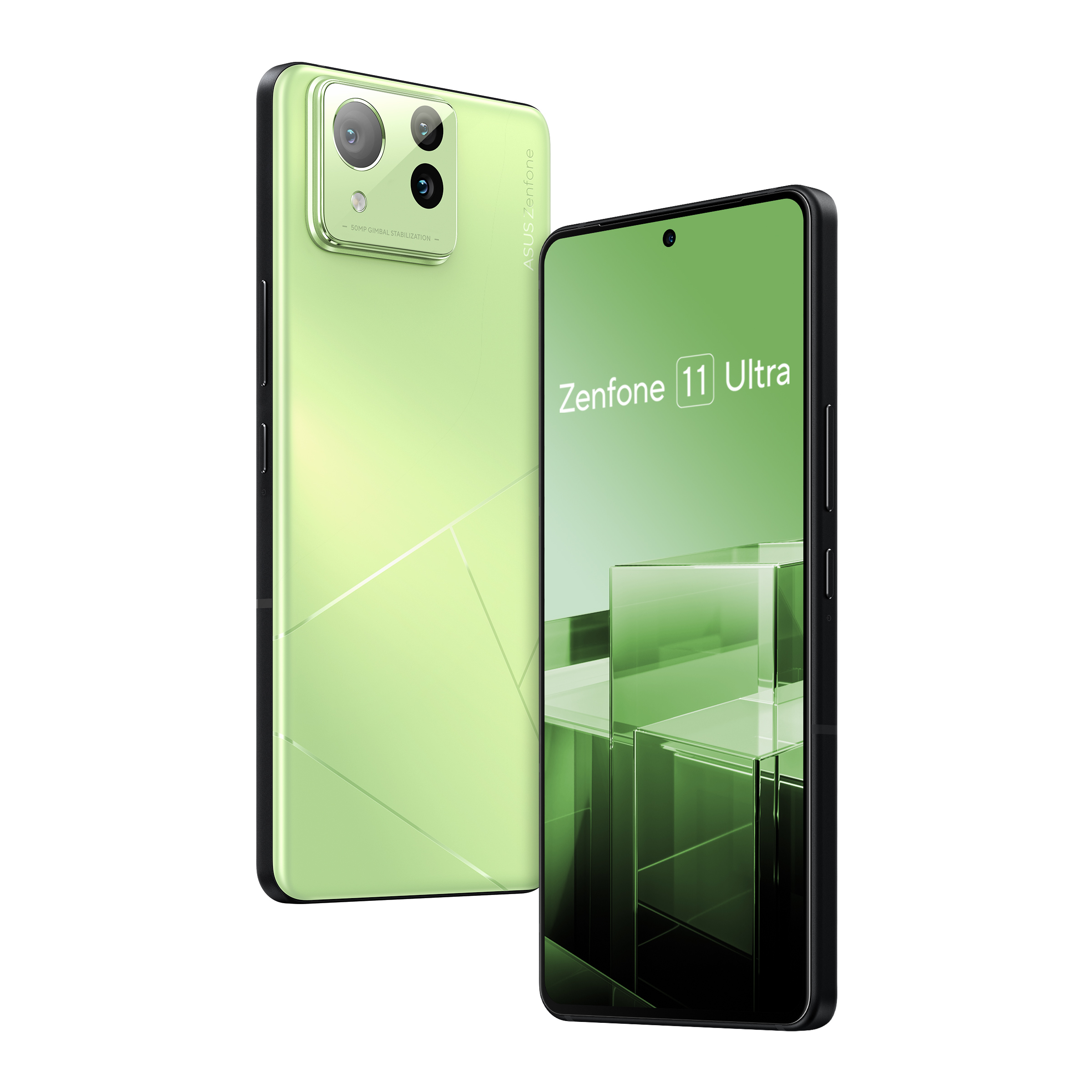 Zenfone 11 Ultra「啦啦綠」限量新色，鏡頭蓋採鋁環及亮面玻璃特別設計。圖/華碩提供