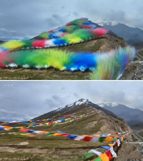 藝術家蔡國強與戶外品牌「始祖鳥」在喜馬拉雅山脈燃放煙花,引發廣泛爭議。圖/取自微博