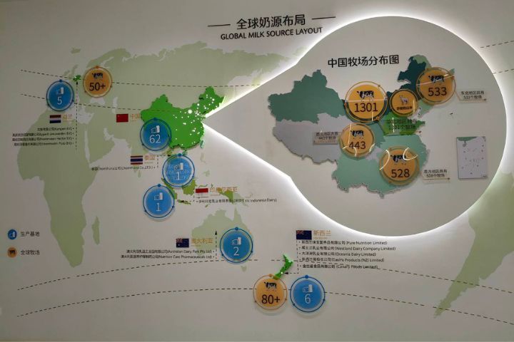 伊利乳業在全球牧場分布圖。圖/記者陳素貞攝