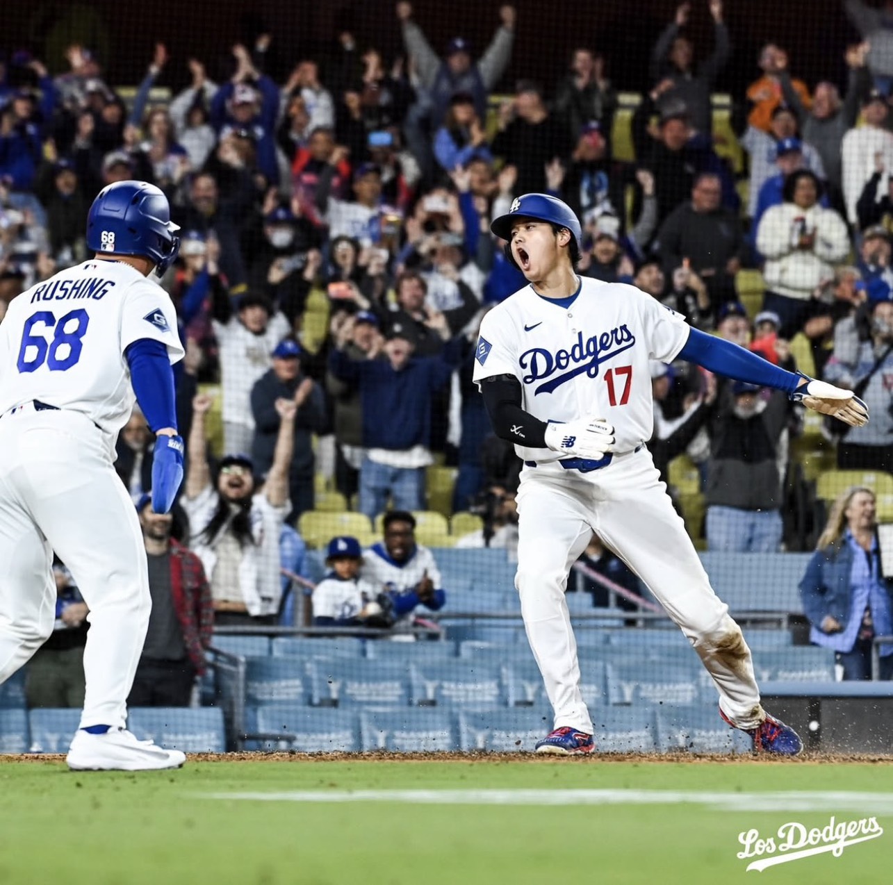 大谷翔平在對馬林魚關鍵第9局敲安，持續扮演道奇進攻核心之一。圖/取自道奇IG