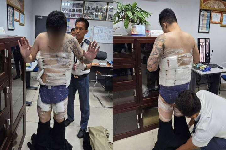 台籍男子貼身藏毒品，在柬埔寨金邊國際機場遭逮。圖/取自柬埔寨肅毒局