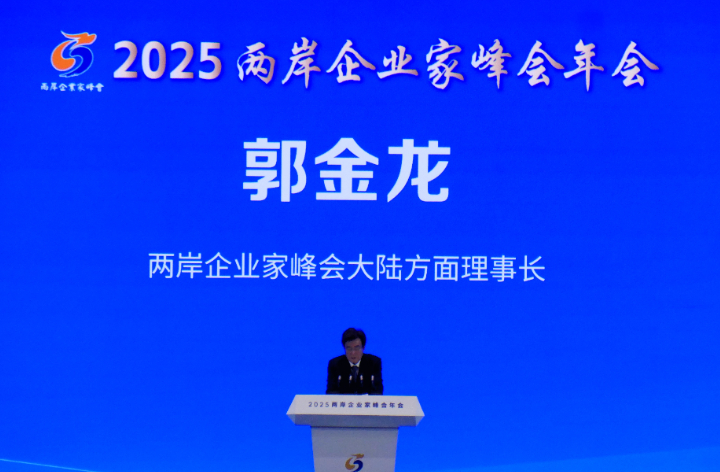 郭金龍致詞時稱,峰會將持續推動兩岸經貿交流與產供鏈合作。圖/取自大公文匯網