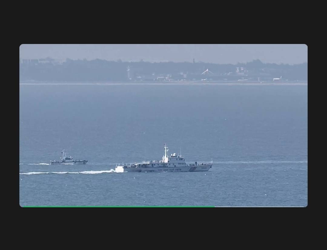 海巡與大陸海警艦艇29日上午在金門限制海域的對峙距離很近。圖/取自中國海警