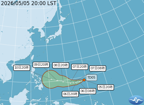 太平洋海面有一個熱帶低壓發展中。圖/取自中央氣象署