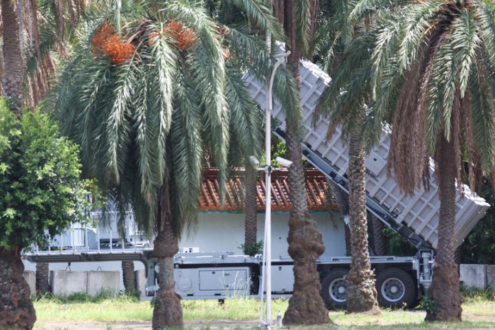 國軍「漢光41號」實兵操演，海軍海鋒大隊15日在新北市八里區機動部署岸置雄風反艦飛彈陣地。圖/中央社