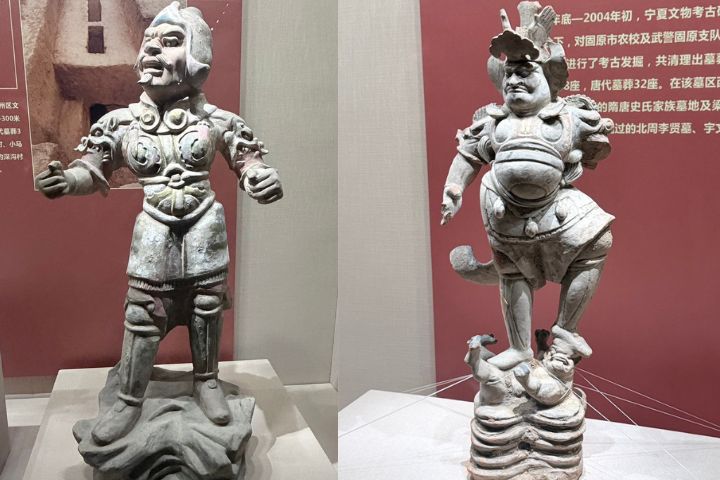石雕力士展現佛教藝術與西夏石雕工藝的成熟發展，反映宗教文化對西夏社會的深遠影響。圖/記者陳素貞攝