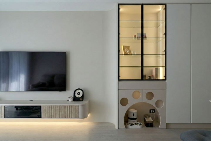 歐德規劃貓掌造型搭配拱型洞口的「貓屋」，放置飲水與進食器皿，讓喵星人中分和妹妹頭有專屬休息區。圖/歐德集團提供