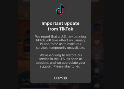 大陸短影音平台TikTok（抖音海外版）美國時間18日晚間宣布暫時關閉在美國的服務。圖/取自TikTok截圖