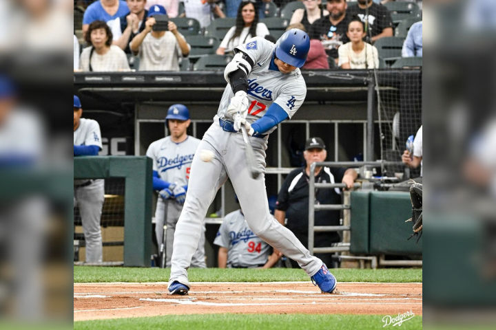 大谷翔平揮出今年球季第24支全壘打，暫居國聯全壘打王。 圖/取自Dodgers IG